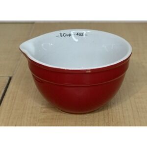 Vintage Anchor Hocking Red 1/2 Cup Measuring Prep Bowl w/ Spout 4oz
